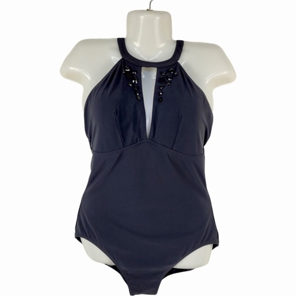Profile by Gottex black swimsuit one piece e409-2077 size 14 - Picture 1 of 11